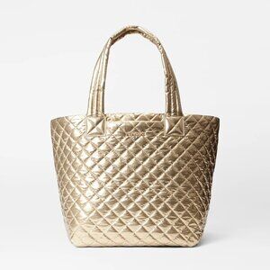 Antique Gold Metallic Medium Metro Tote Deluxe Bag (NWT)